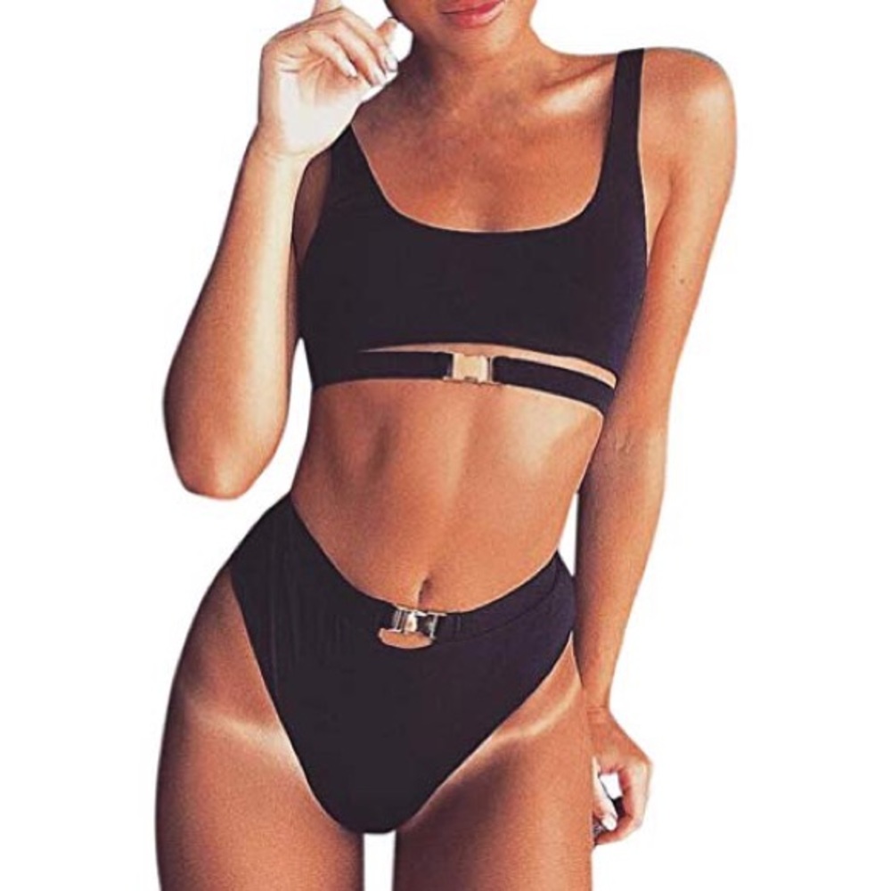 High-Waisted Buckle Bikini